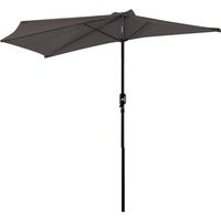 2.7m Garden Half Parasol, Outdoor Balcony Umbrella with 5 Steel Ribs, Patio Sun Shade, Grey