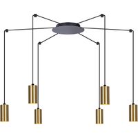 Lampadario spot GU10 6 luci nero oro Kaja Vigo K-4893