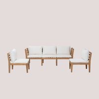 Sofá modular de jardín de 5 piezas con reposabrazos en madera de acacia Filips SKLUM