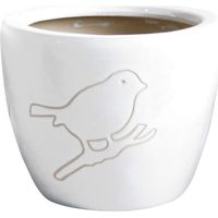 Cache pot Bird blanc en Terre Cuite 13 cm