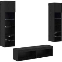 vidaXL TV Wall Unit Wall-mounted 6 pcs Black Oak Engineered Wood