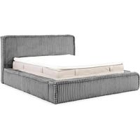 CAPUCINE - Lit coffre velours côtelé 180x200cm Gris foncé