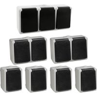 7 teiliges Feuchtraum Aufputz Steckdosen Set 1-fach 2-fach 3-fach IP44 Horizontal