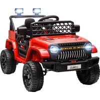 Coche ElĂ©ctrico para Niños con BaterĂa 12V Mando a Distancia Velocidad Ajustable USB Faros Bocina Rojo