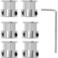 6pcs GT2 20 Tooth 5mm Bore Timing Pulley Timing Pulleys with Allen Key for 6mm Width 3D Printer Belt