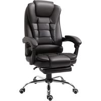HOMCOM PU Leather Executive Office Chair with Retractable Footrest Brown
