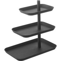 Yamazaki 4281 Alzatina per torta TOWER a 3 livelli, nera, acciaio, design minimalista