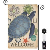 Bannière de cour tortue et étoile de mer 30 x 45 cm décoration porche et maison