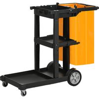 Chariot de nettoyage avec bolsa 3 étagères roues 121x50,5x96,5 cm Noir et Jaune