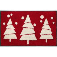 Tapis de bain rouge décoratif pour salle de bain de Noël, tapis de bain mignon, antidérapant et amusant, en peluche, absorbant et lavable, 40 x 60 cm