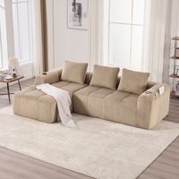 Sofá de 3-4 plazas - 253 x 158 x 61 cm - modular - 3 cojines incluidos - práctico - en terciopelo acanalado gris oscuro