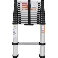 Échelle droite en aluminium 5m, 12 marches, capacité de charge 150kg, couleur argentée, poids net 12kg