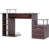 Bureau pour PC de chambre et bureau avec tiroir et étagère en bois