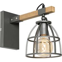 QAZQA arthur - Applique murale Industriel - 1 lumière - L 18 cm - Marron - Rustique - Éclairage intérieur - Salon I Chambre I Cuisine I Salle à manger