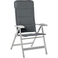 Chaise de jardin pliante dossier haut inclinable multipositions accoudoirs tétière alu. oxford déperlant gris