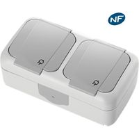 Double prise 2P+T étanche IP54- Viko by Panasonic - Gris - NF