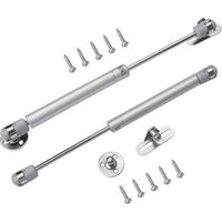 2 Pack 100N Gas Springs with Screws, Soft Close Hinges for Kitchen Cabinet Toy Cabinet, Heavy Lid Hinges, Lift Supplies, Silver