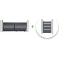Pack puerta corredera 4m VOGEL 400 x 140 cm + puerta peatonal VOGEL 100 x 140 cm Gris