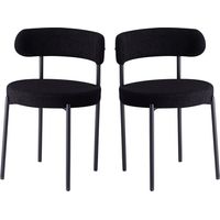 Wokaka Pack 2 sillas de comedor Modernas Minimalistas(Negro) - Patas de metal - Respaldo curvado