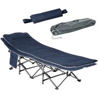 Opklapbaar campingbed met kussen, 188 x 64,5 x 53 cm, donkerblauw