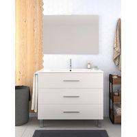 Ensemble de salle de bain Ribera avec 3 tiroirs - 7 couleurs différentes - 15 dimensions - Avec meubles, lavabo et miroir - Blanc 50x40Cm