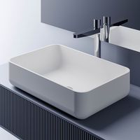 BERNSTEIN - Vasque moderne Lavabo en fonte, Lave main à poser avec cache - 54x36x13cm - PB2133 Blanc mat, Avec cache blanc