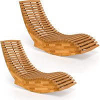Set di 2 Sedia Dondolo Esterno, Sdraio Pieghevole Ergonomica Legno Acacia, Naturale.