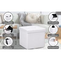 Foldable white ottoman storage box 40l 38x38x38cm