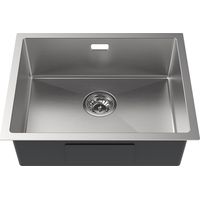 55 x 44 cm Lavello da Cucina 1 Vasca in Acciaio Inox Spazzolato Lavandino Cucina con Troppopieno e Sifone, Senza Piombo, Protezione Ambientale