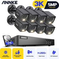 ANNKE 8CH Video Security System 5MP H.265+ 5 in 1 DVR Recorder Outdoor 3K Camera Waterproof Protection CCTV Kit 8Camera - 2TB HDD