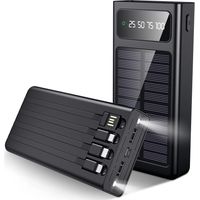 SiGN Leistungsstarke Solar-Powerbank mit integrierten Kabeln, 20000 mAh – Schwarz