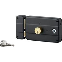 Thirard – Serrure en applique 140 x 72mm – Poignée à gauche – Acier noir – Entraxe 60mm – Hauteur de gâche 90mm – Pour porte d'entrée