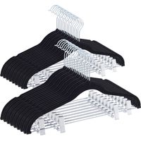 Set de 20 cintres en velours avec pinces, cintres avec pinces pour jupes, pantalons, pour dames ou messieurs, crochet en métal, noir