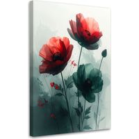 Cuadro en Lienzo Flores rojas en tonos pastel 60x90