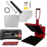 Pressa a caldo rossa 38x38 cm e taglierina per vinile 36 cm - Stampa a trasferimento a sublimazione - Disegna, personalizza la tua maglietta, maglione, borsa [foglio di teflon, carta a sublimazione, v