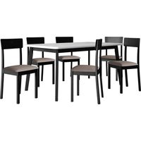 Salle à manger complète Victorville 350, Blanc + Noir, 75x90x160cm, Diamètre: 0, Nombre de chaises: 6, Style: Contemporary