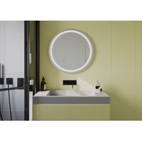 Espejo led redondo de baño Ø60 cm luz frontal neutra y arenado interior