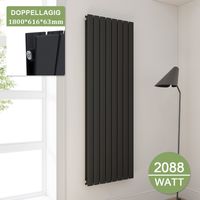 ELEGANT Design Heizkörper Anthrazit Flachheizkörper Heizung Vertikal Doppellagig 1800x616mm