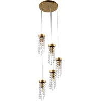 Lampadario sospeso GEA 5xE27 oro cristalli Polux