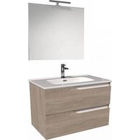 MOBILE BAGNO SOSPESO MOD. PRAGA L. 80 CM Misura: Rovere Grigio - Bianco Lucido