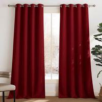 Lot de 2 Rideaux Occultants Thermiques Isolants Anti Froid et Chaleur 140x220 cm Tentures Opaque à Oeillets pour Décoration Intérieure Chambre Salon Rouge Foncé - KZQ