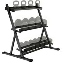 Soporte para Mancuernas de 3 Niveles Estante de Pesas de Acero con Barras Ajustables para Gimnasio Casa Carga 200 kg