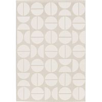Tapis intérieur/extérieur contemporain motifs géométriques crème et beige polyester recyclé Megan 120 x 170 cm