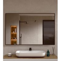 BELLOBATH - Espejo de Baño Rectangular de Pared con Marco de Aluminio Negro - 80 cm Alto x 100 cm Ancho