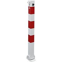 Poste barrera 70 x 70 mm blanco y rojo plegable con