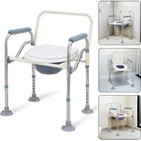 Randaco Sedia da bagno Regolabile in altezza Sedia da bagno con secchio, seduta antiscivolo Sedia da notte ausili per il bagno Sedia da doccia per anziani e disabili ecc.