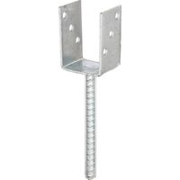 ALBERTS U-Pfostenträger/Betonanker Riffelstahl, fvz, zEinbet., BxH 71x104mm, L Anker 200mm