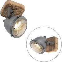 QAZQA + Faretto emado - Industriale - Acciaio,Legno - Grigio/Marrone - Tondo GU10 Max. 1 x 5 Watt