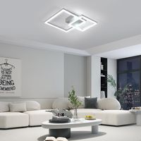 Modern 34W square LED ceiling light, white, 350° rotating aluminum lampshade, cool white light 6500K, suitable for bedrooms, dining rooms, living rooms, hallways