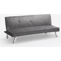 Divano letto 3 posti design clic clac reclinabile tessuto velluto Explicitus - Grigio Scuro